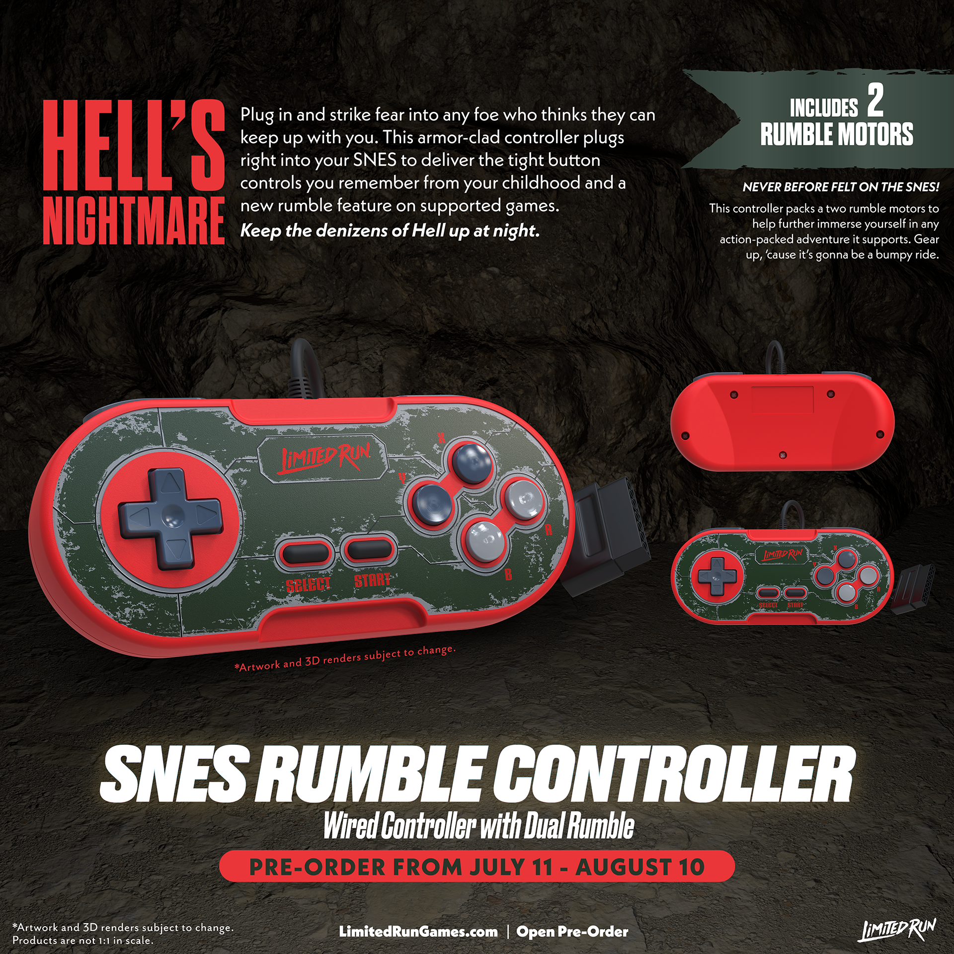 limited-run-snes-rumble-controller-kabel-gamepad-dual image 2