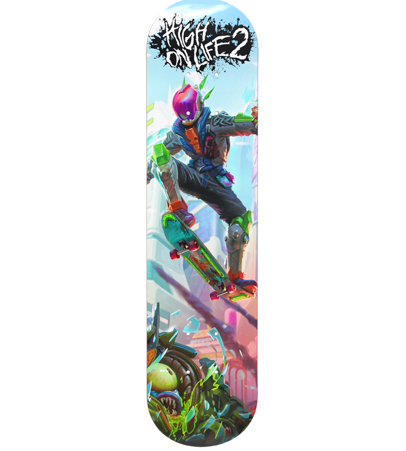 limited-run-high-on-life-2-skateboard-deck-merch-brett image 1