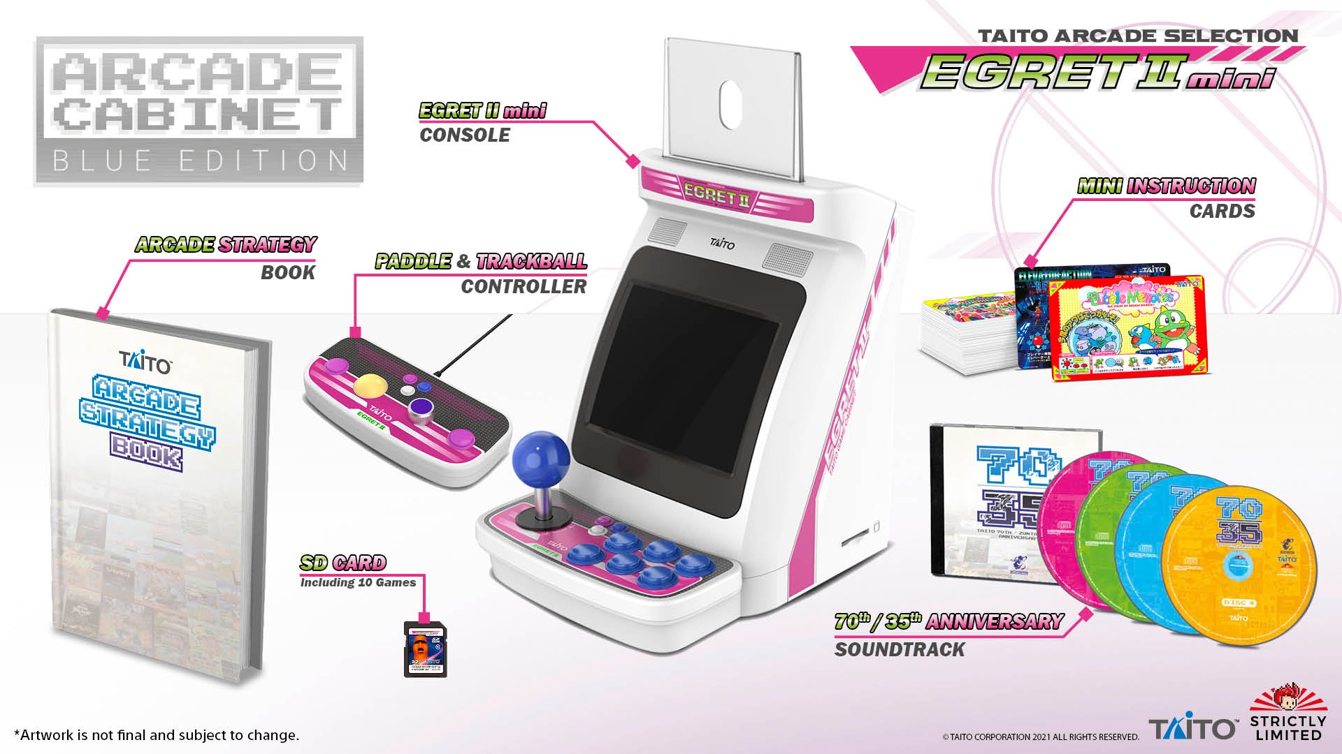 taito-egret-ii-mini-arcade-cabinet-blue-edition-konsole-50-spiele image 2