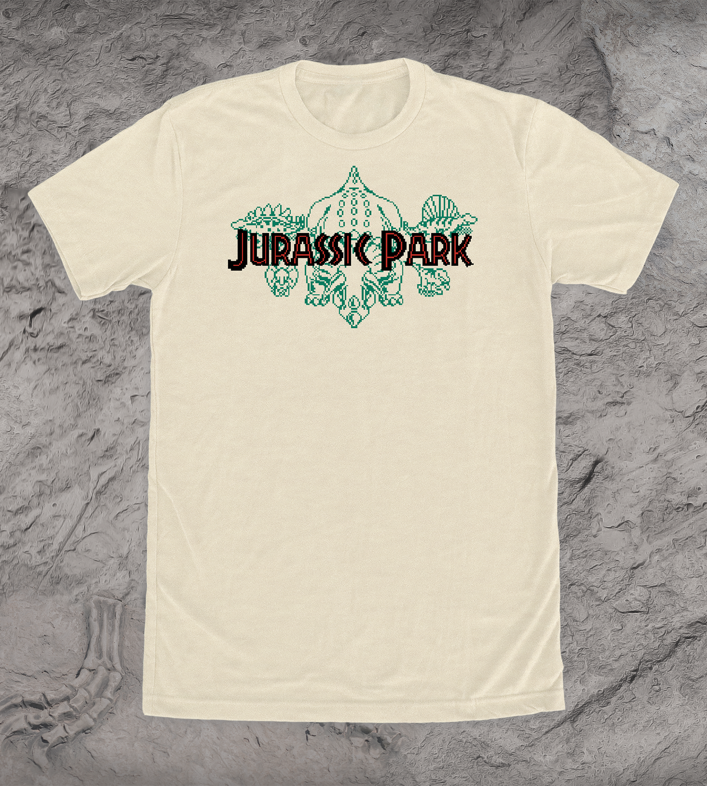 limited-run-jurassic-park-triceratops-pixel-t-shirt-creme image 2