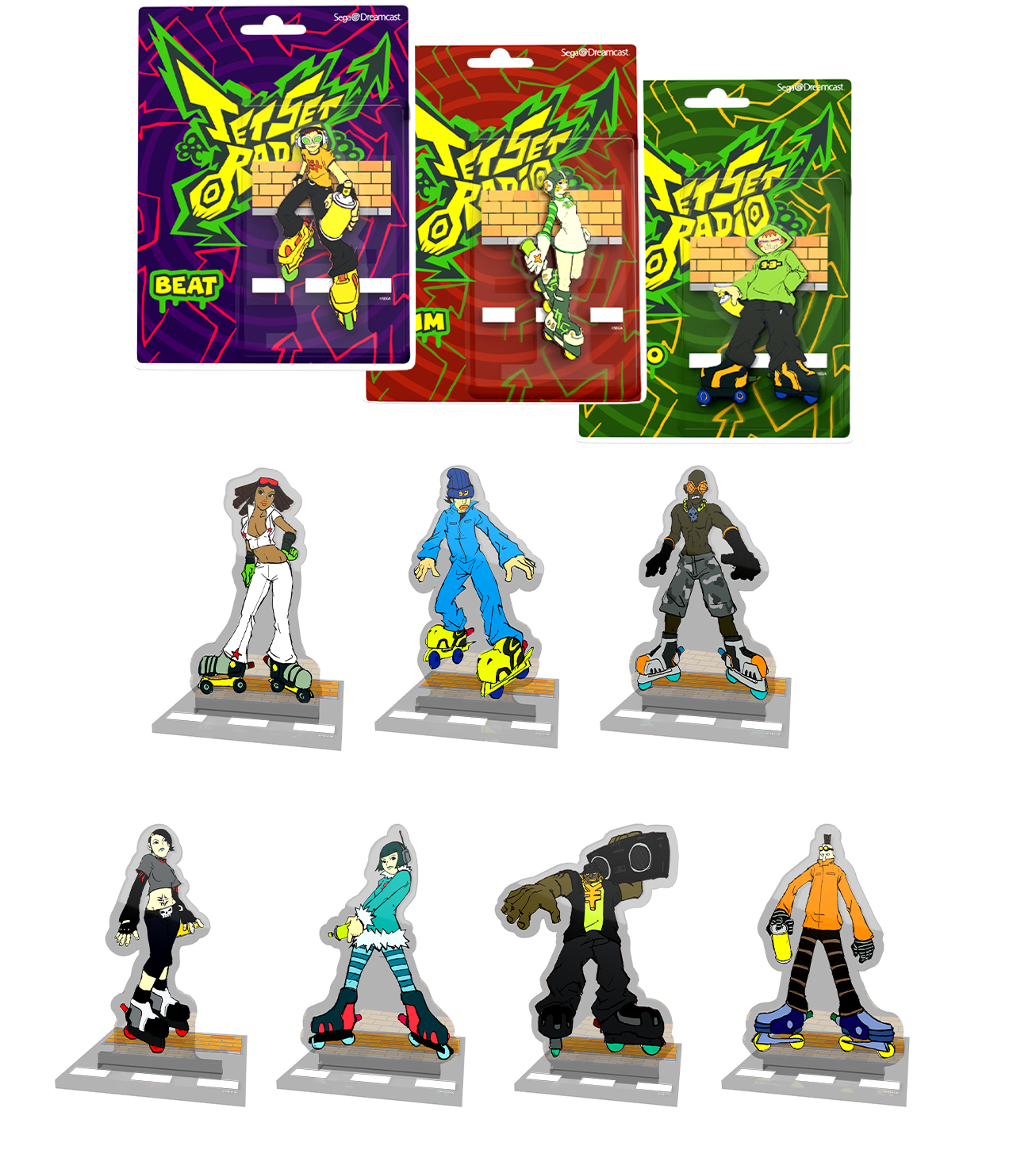 limited-run-jet-set-radio-acryl-standees-set-beat-gum-yoyo-figur image 1