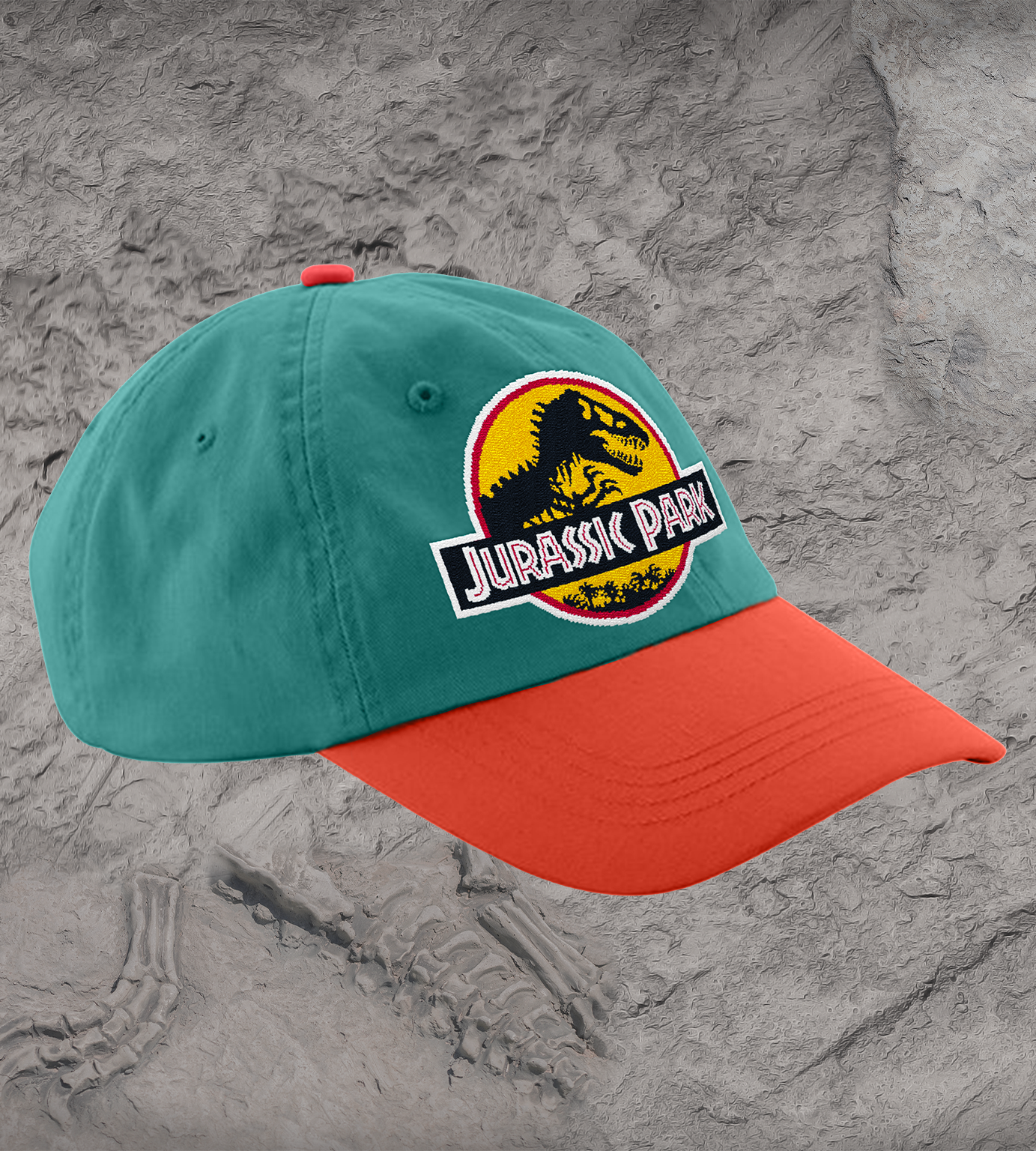 limited-run-games-jurassic-park-dad-hat-cap-teal-orange image 2