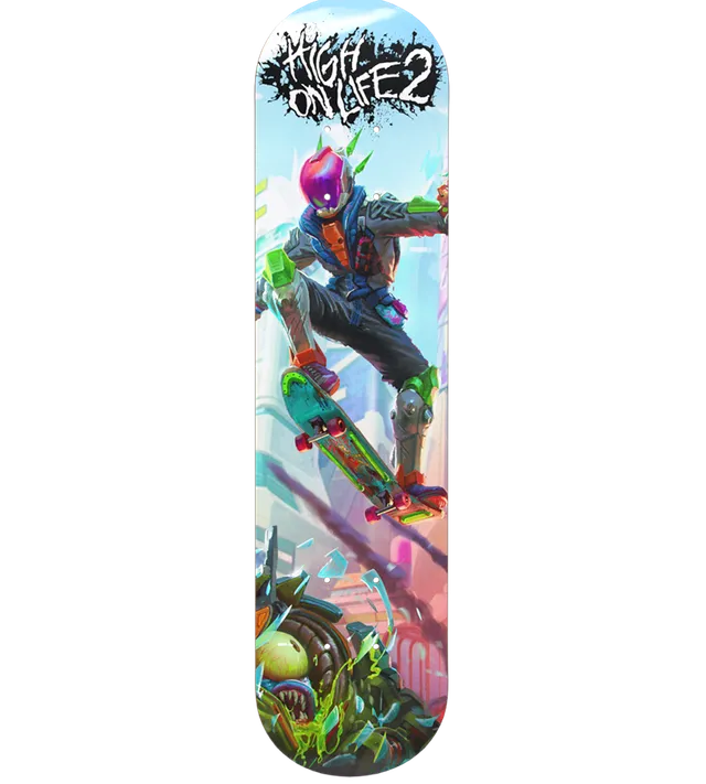 limited-run-high-on-life-2-skateboard-deck-merch-brett image 1
