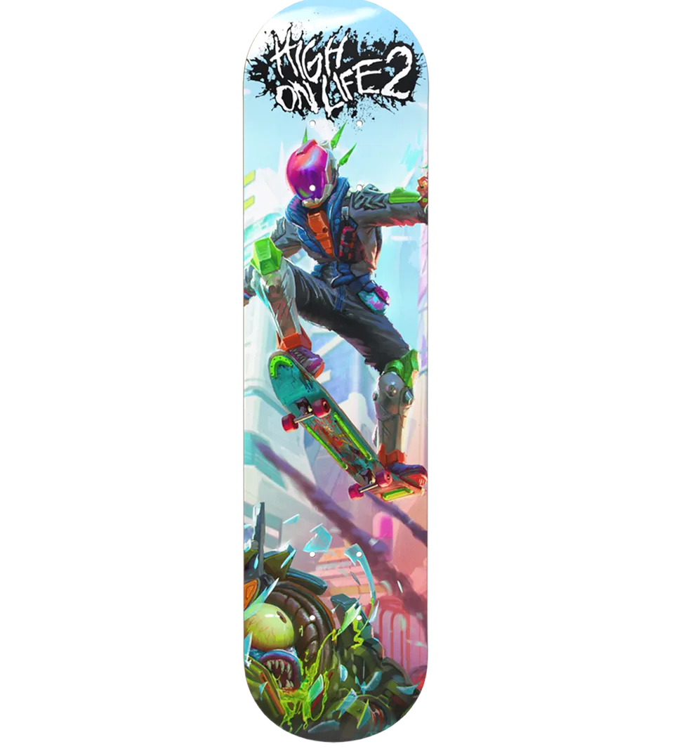 limited-run-high-on-life-2-skateboard-deck-merch-brett image 1