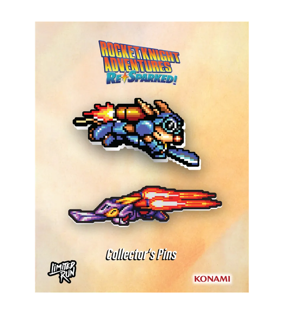 limited-run-rocket-knight-re-sparked-pin-set-sparkster-x-axel-2 image 1